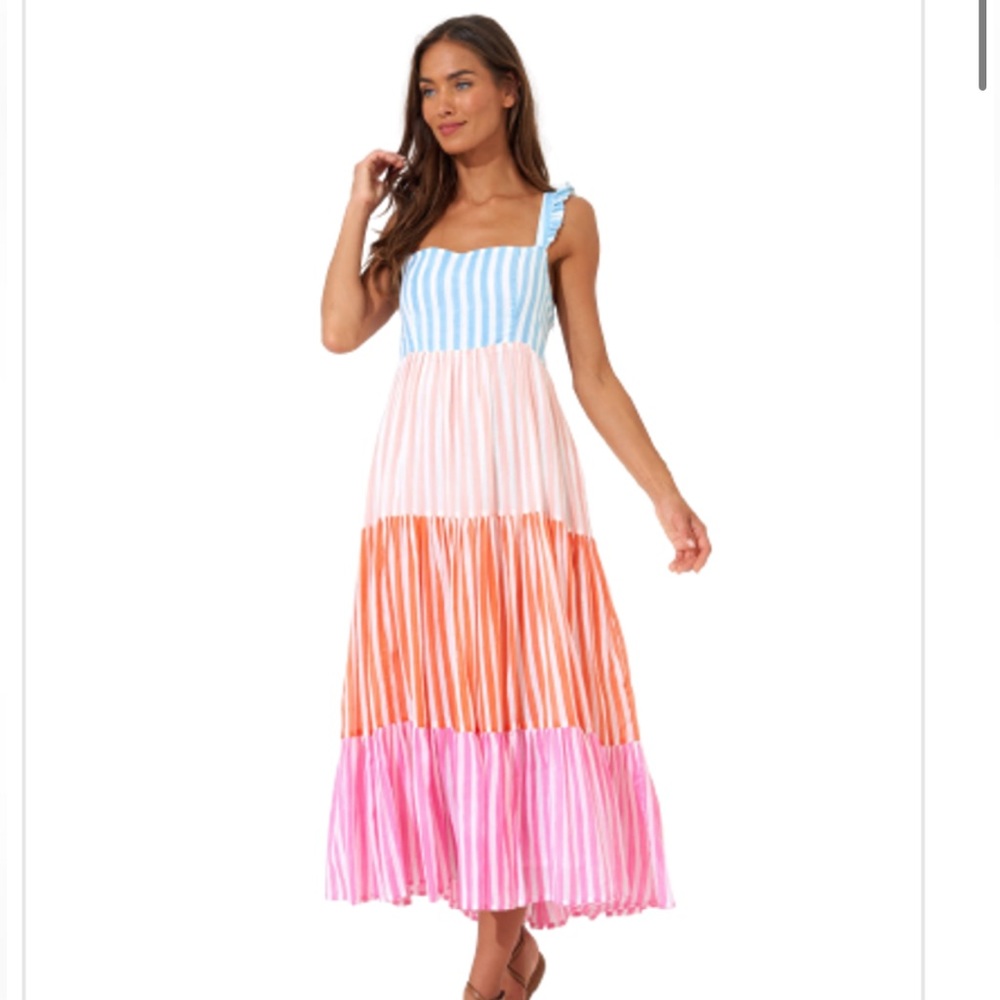NWT Oliphant Ruffle Cross Back Midi, Nassau Pink